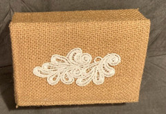 Hand Crafted Tan Raffia Covered Wood Box-Wedding Card-Jewelry–5.75″L & 2″H-EUC