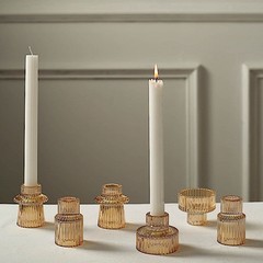 GOLD 6 Round 3″ Mini Ribbed Glass Taper CANDLE HOLDERS Centerpieces Party Events