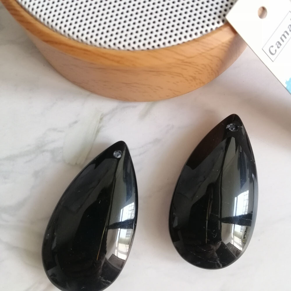 20Pcs Black 47mm Crystal Smooth Drop Pendant Chandelier Prisms Lamp Parts
