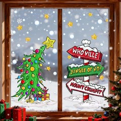 Vellibring Christmas Window Clings Decorations,Extra Large Reusable Decals Ru…