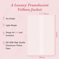 120 Pack Pre-Folded Vellum Jackets for 4×6 Invitations, 4 x 6 inch, 120Pcs