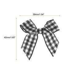 50Pcs Mini Gingham Ribbon Bow 1.5″ Checkered Fabric Satin Black and White