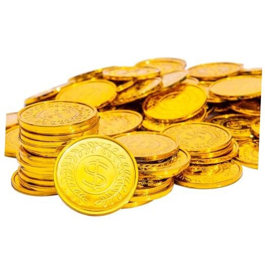 100 Pcs Plastic Gold Coins Bulk – Pirate Gold Coins for Treasure Hunt – 1