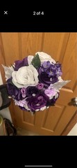 Purple And White Wedding Bridal Cascade Bouquet