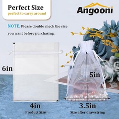100PCS 4×6 Inch Organza Gift Bags for Jewelry Party Wedding Favor, Sheer Gif…