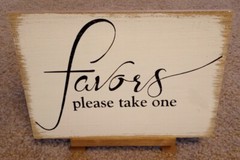 LOT OF 5 Wedding Signs, and Well wishes box, Wood- White/light brown