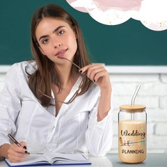 Zhehao 16 Oz Teacher Wedding Lesson Planning Glass Cup with 16 Ounces, Clear