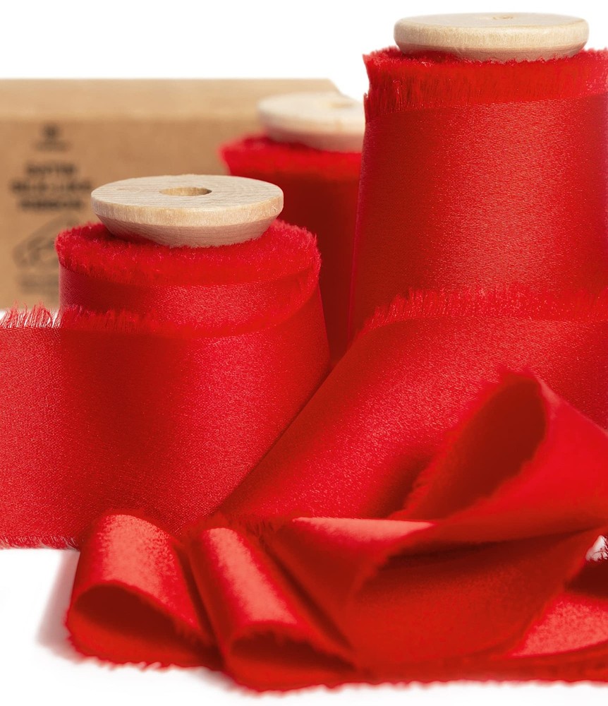 Vitalizart Red Silk Satin Ribbon 1-1/2 inch x 15 Yard Christmas