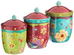 Certified International Tunisian Sunset 3-Piece Ceramic Canister Set Colorful