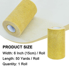 Gold Glitter Tulle Roll 6 Inch X 50 Yard Tulle Ribbon for Tutu Skirt, Wedding Ch