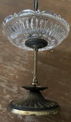 Brass & Etched Glass Vintage Ashtray Centerpiece 16 IN.
