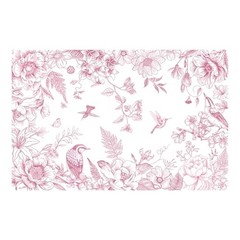 Pink Flower Bird Disposable Paper Placemats 11×17 inch, 50 PCS Flower Pink