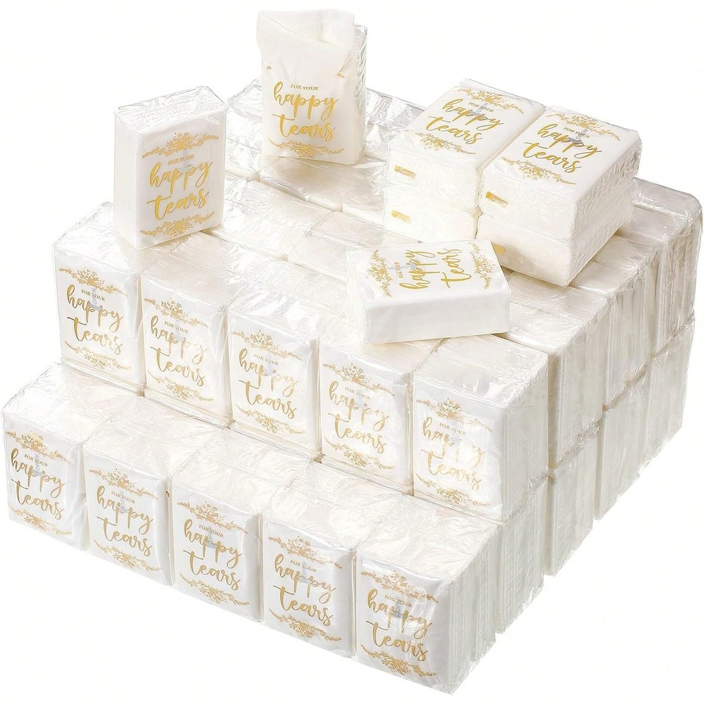 Elegant Wedding Tears Tissues Personalized 3 Ply Paper Handkerchiefs Party Favor