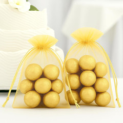 25PCS Gold Organza Bags 5×7 inches, Sheer Mesh Jewelry Pouches, Organza Gift Bag