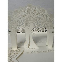 Bajayvovo 10 Piece Laser Cut Wedding Pop Up Card Invitation with Envelope Ivory