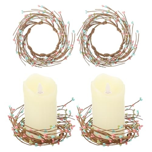 Daifunli 2 Pcs Summer Country Primitive Pip Berry Candle Ring Vintage Pip