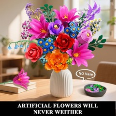 Elegant Flowers Bouquet Building Set with LED Light – 1054PCS for Creative Decor