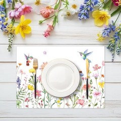 50 Pcs Flower Paper Placemats, 11×16 Inch Summer Floral Bird flower bird