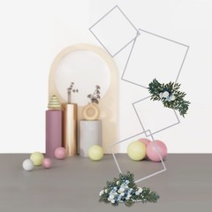 White Metal Flower Frame Weddings Square Backdrop Garland Plants Display Stand.