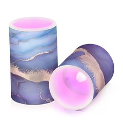 Blue Marble Flameless Candles with Remote Control and Timer, Adjustable