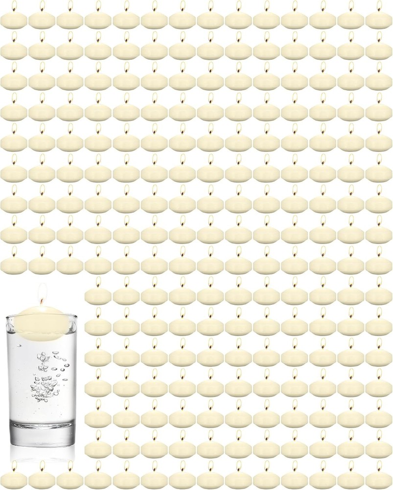 100 Qunclay 1.65″ Floating Unscented Dripless Candles for Wedding Decor