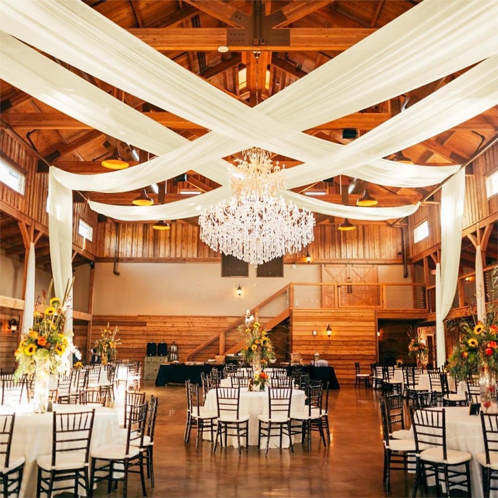 Ivory Ceiling Drapes for Wedding – 5ftx30ft Drapes for Wedding Arch – Sheer C…