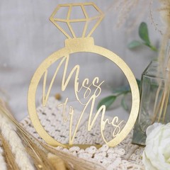 Miss to Mrs Ring Sign, Wooden Wedding Bachelorette Party Table Natural Wood