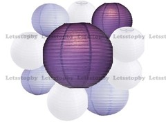 10 pcs Round Mixed Sized Paper Lanterns LED Light Wedding Party decoration DIY