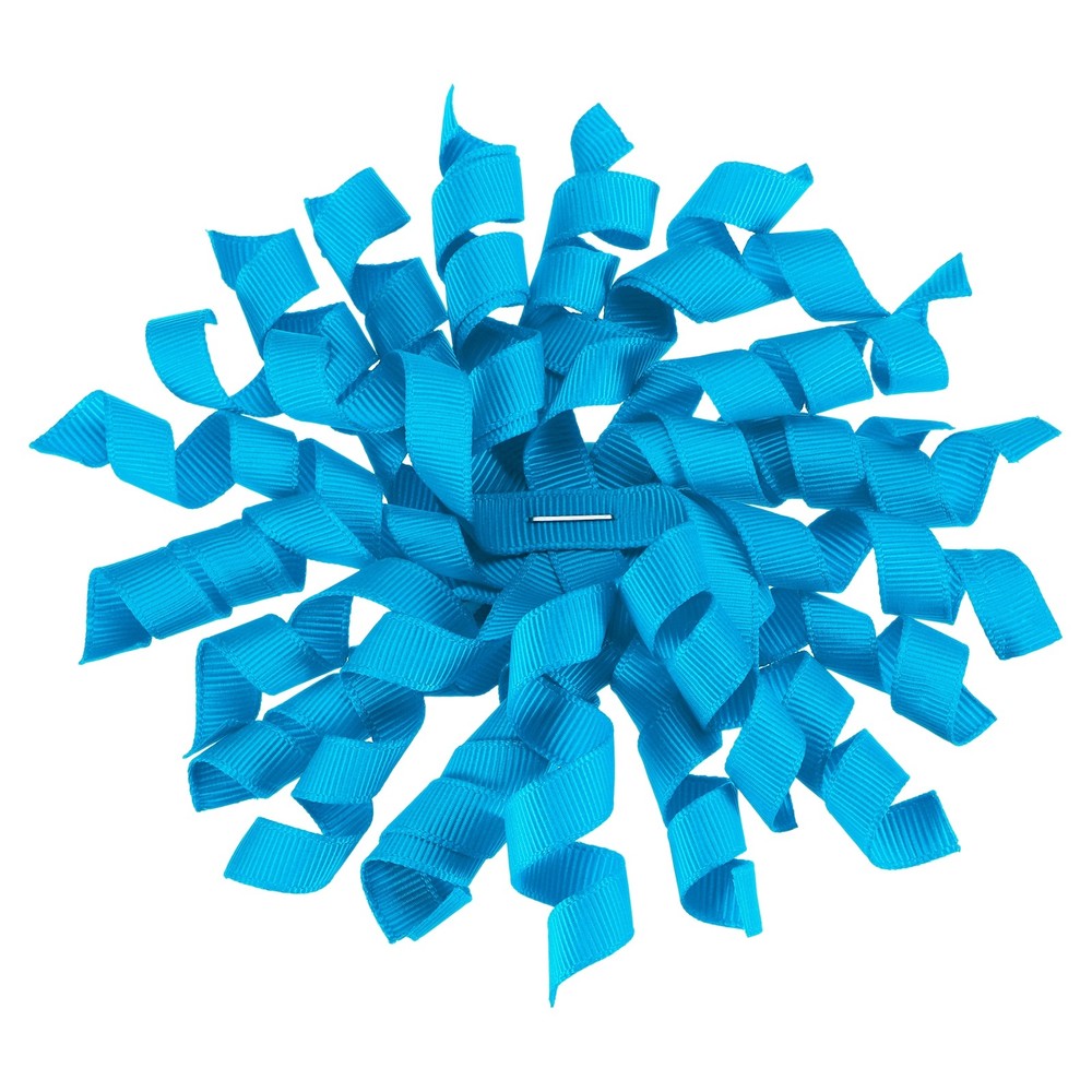 6 Pcs 4 Inch Grosgrain Curly Bows for Gift Wrapping Self-Adhesive Light Blue