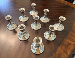 9 Silver-Colored Taper Candle Holders for Wedding Party Centerpieces Decorations