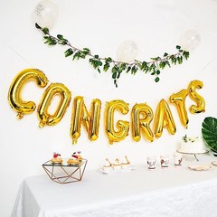 13″ Gold Congrats Mylar Foil Balloon Banner Party Events Decorations Supplies