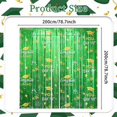 2 Pack Graduation Foil Fringe Curtain 3.3Ft x 6.6Ft Green Gold 2025 Graduatio…