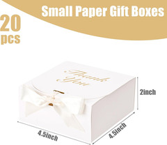 20PCS Thank You Gift Boxes, 4.5×4.5×1.9Inches Mini Party Favor Boxes White Treat