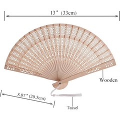 50 Pcs Sandalwood Hand Fans Wedding Favors W/ Organza Bags & Thank You Tags New