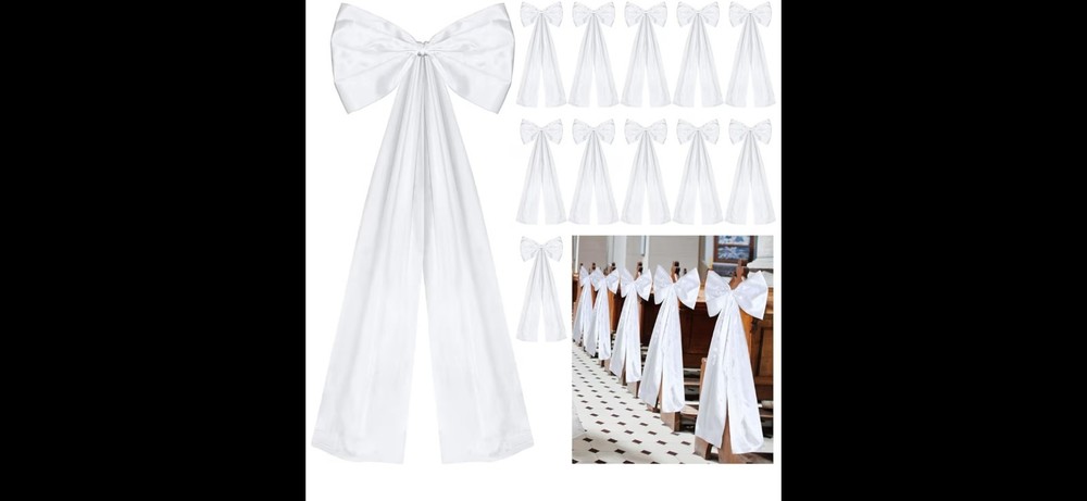 Wedding Bow Pew Satin Ribbons Set of 12 New and 6 Used Total 18