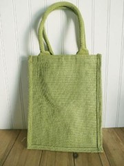 Small 9″W x 11″H x 4″D Jute / Burlap Tote Soft Handles Laminated inside cute bag