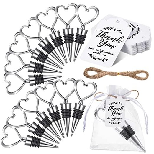 100 Set Heart Shape Wine Stopper Wedding Favor for Guests Love Wine Bottle