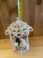 Vintage Handmade Beaded Gazebo WiltonKissing Bride And Groom Wedding Cake Top