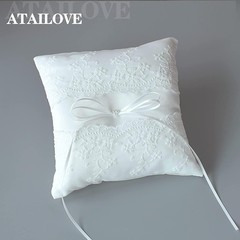 Wedding Ring Pillow, Lace Pearl Ivory Ring Bearer Cushion for Wedding Party |…