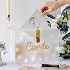 Frosted Acrylic Wedding Card Box with Lock DIY Gift Card Box for Wedding Rece