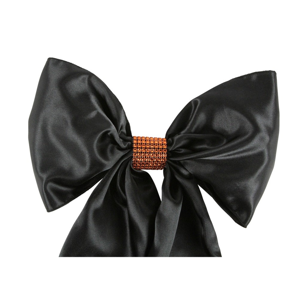 25 Orange Rhinestone Bow Covers – 8 Row – wedding chair sash reusable