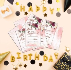 Birthday Party Invitation Cards for Kids, Shhh It’s A Surprise Party Invites,…