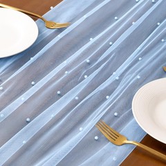 Socomi Pearl Table Runner Tulle Blue Summer Cheesecloth 10FT 10ft X 1pc,