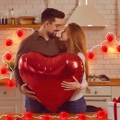 8.5Ft Heart String Lights, Valentine Decoration Lights with 10 Red Heart Lights