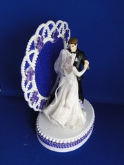 New Elegant Wedding Dancing Couple Caketop, Crystal Heart, purple decor #347
