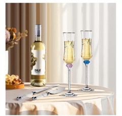 4 Pcs Wedding Cake Knife and Champagne Flutes Server Set for Bride