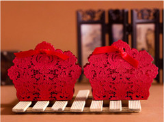 50PCS Red Lace Paper Box for Party Gift Wedding Favors Candy Box Jewelry Packing