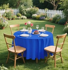 84 x 84 Plastic Table Cover Waterproof 2 Pack Royal Blue Tablecloth Round