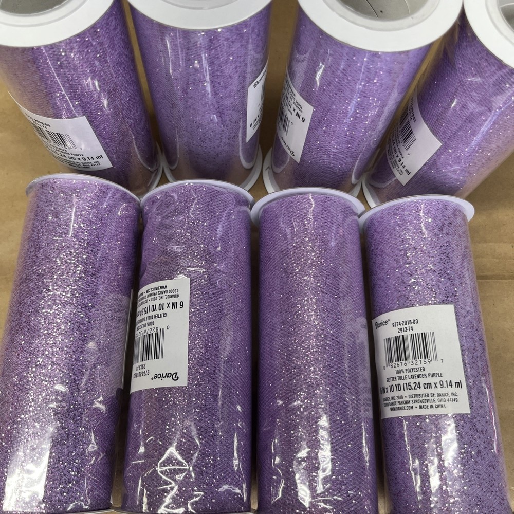 Lavender Purple Glitter Tulle 6″ x 10 yds – NEW Sealed – Lot of 8 Rolls
