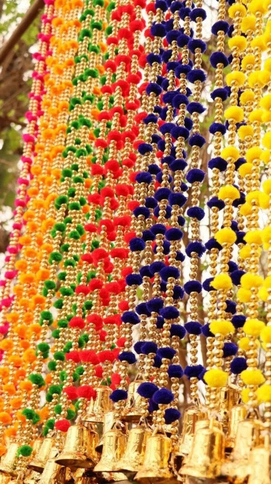 Indian Wedding Gralands pom pom Strings Door Hanging Decoration Event lot 5pcs